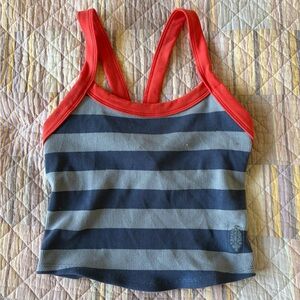 Free People Movement Striped Tank Top with Red Straps